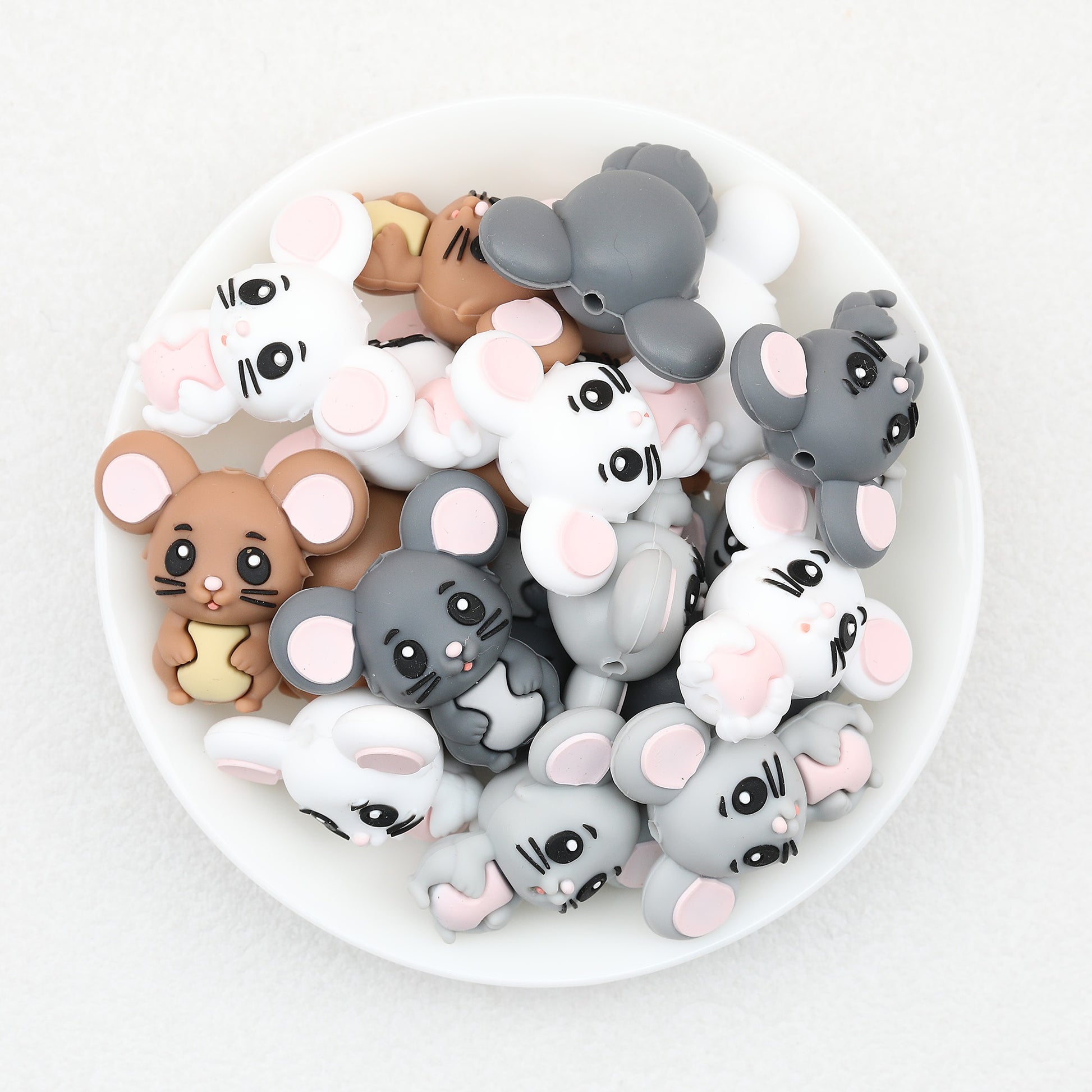 Cute 3D Mouse Silicone Focal Beads 20 pcs 2