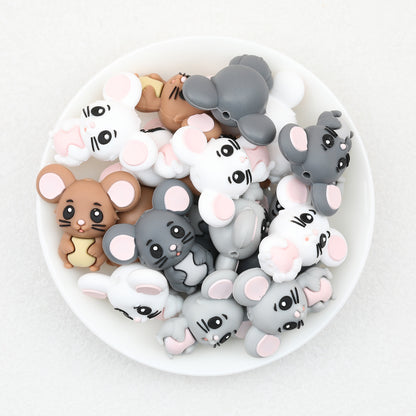 Cute 3D Mouse Silicone Focal Beads 20 pcs 2