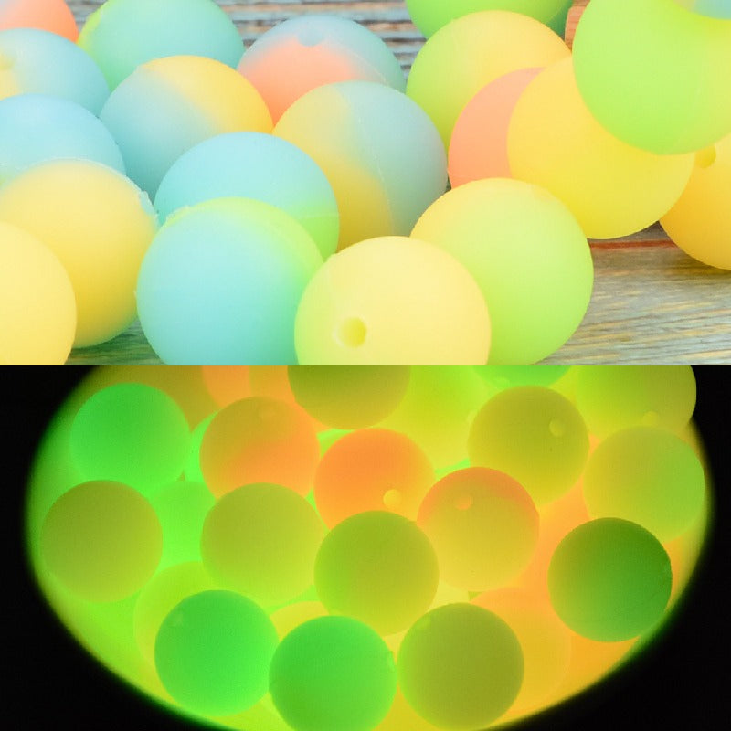 12mm 15mm Double Color Glow in Dark Silicone Beads Smooth Matte 20pcs 3