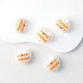 I Love Mom Heart 3D Silicone Focal Beads White Orange Red 20pcs