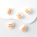 I Love Mom Heart 3D Silicone Focal Beads White Orange Red 20pcs