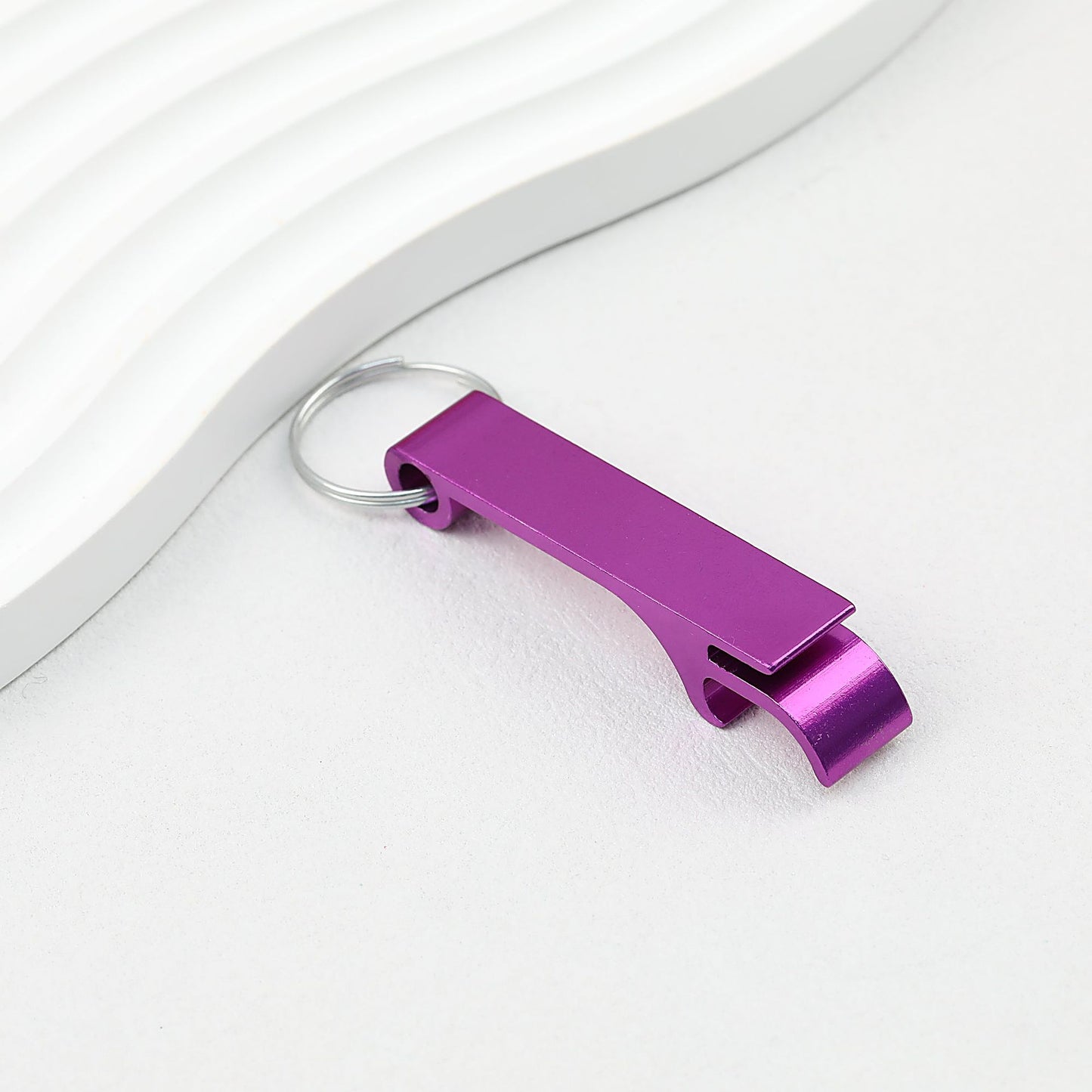 Aluminum Bottle Opener Keychain Slim Durable Lightweight - Purple