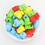 3D Colorful Trash Can Silicone Focal Beads Set 20pcs