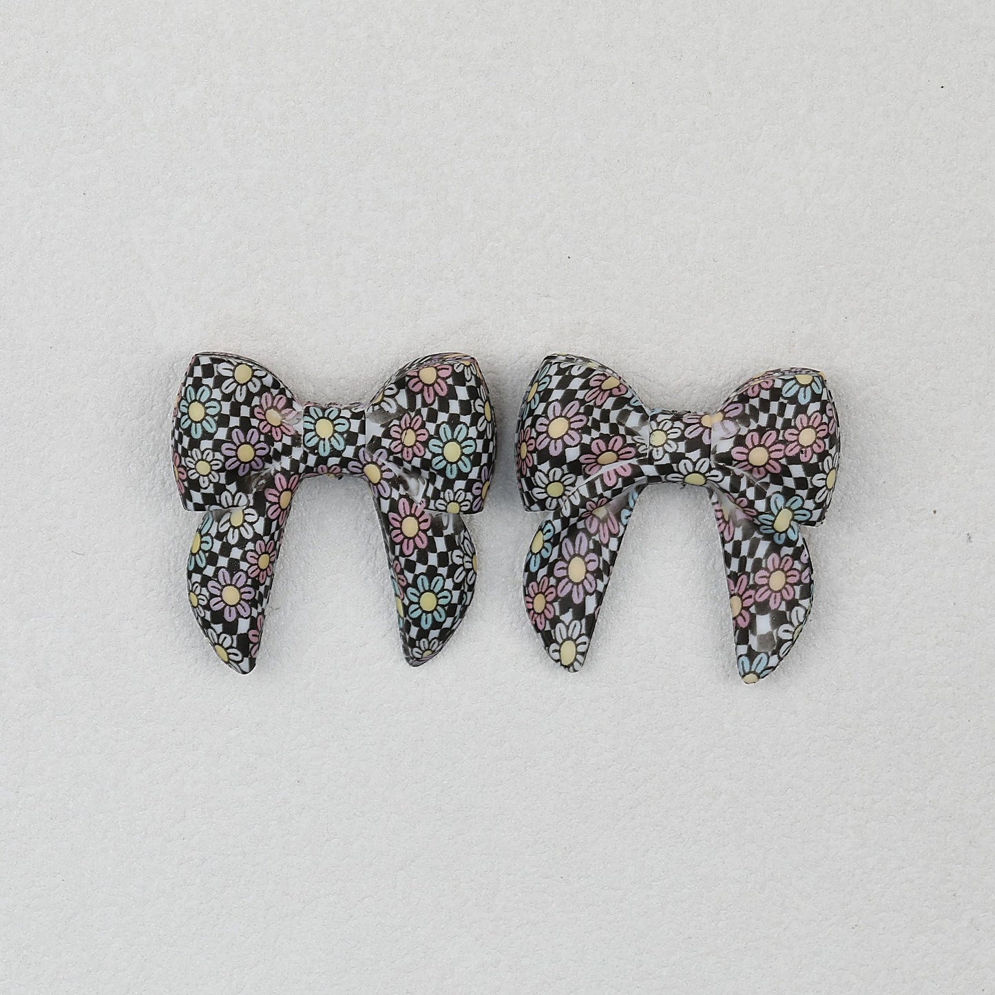 3D Printed Bow Shape Silicone Beads Colorful Pattern 10pcs - 20