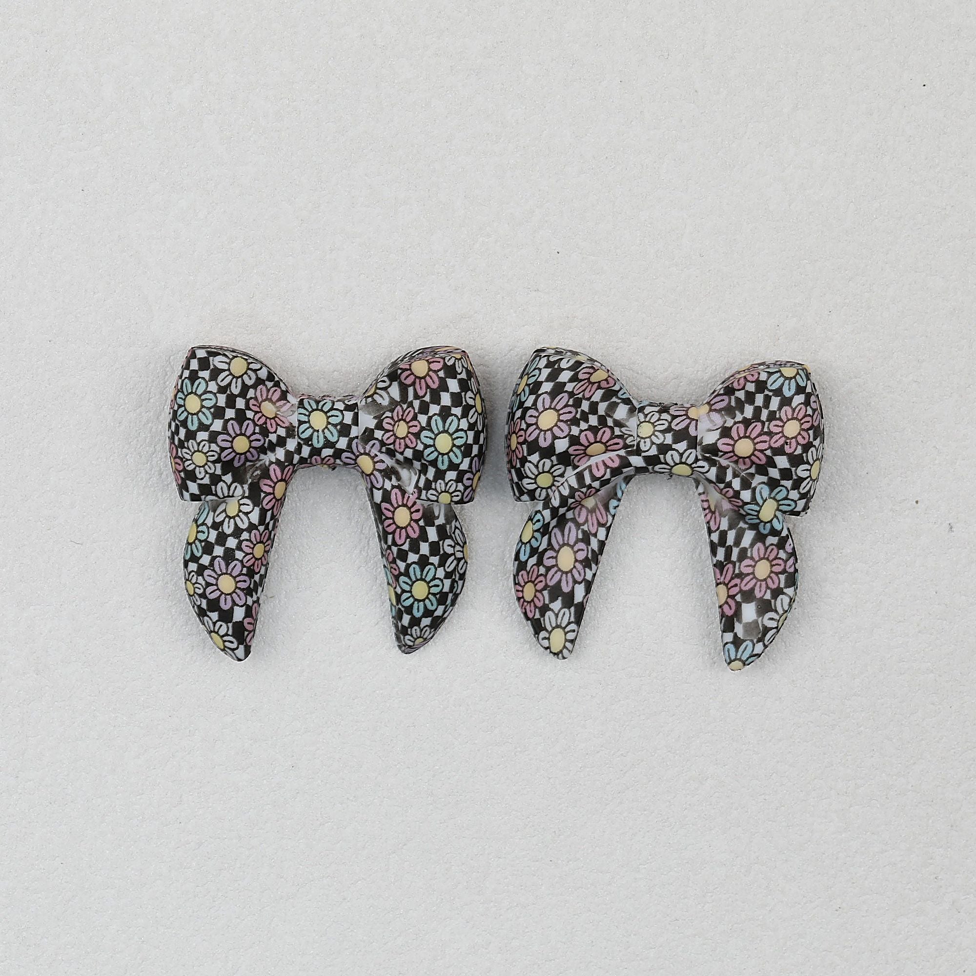 3D Printed Bow Shape Silicone Beads Colorful Pattern 10pcs - 20