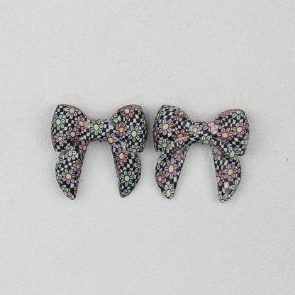 3D Printed Bow Shape Silicone Beads Colorful Pattern 10pcs - 20