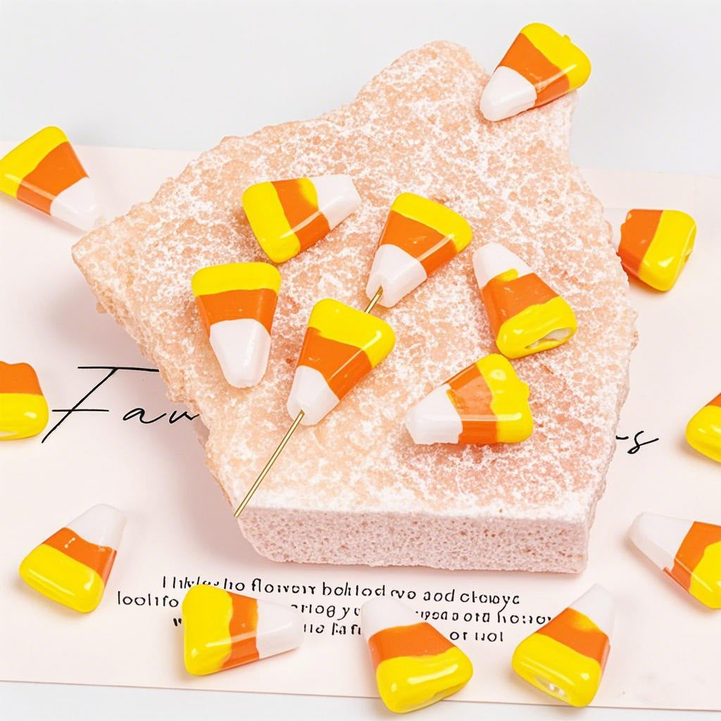 Candy Corn Triangle Lampwork Beads 15mm 10pcs 2