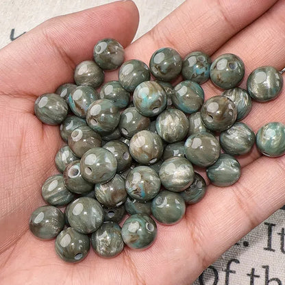 Oil Painting Gradient Resin Beads 10mm Round Opal Glitter 100pcs 7