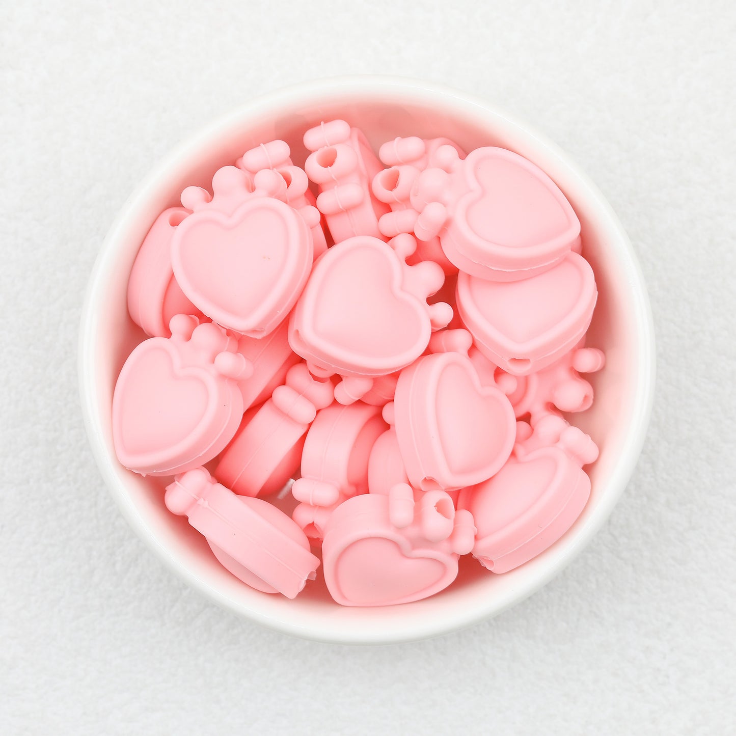 Colorful Heart Crown Silicone Focal Beads 20pcs 10