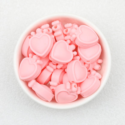 Colorful Heart Crown Silicone Focal Beads 20pcs 10