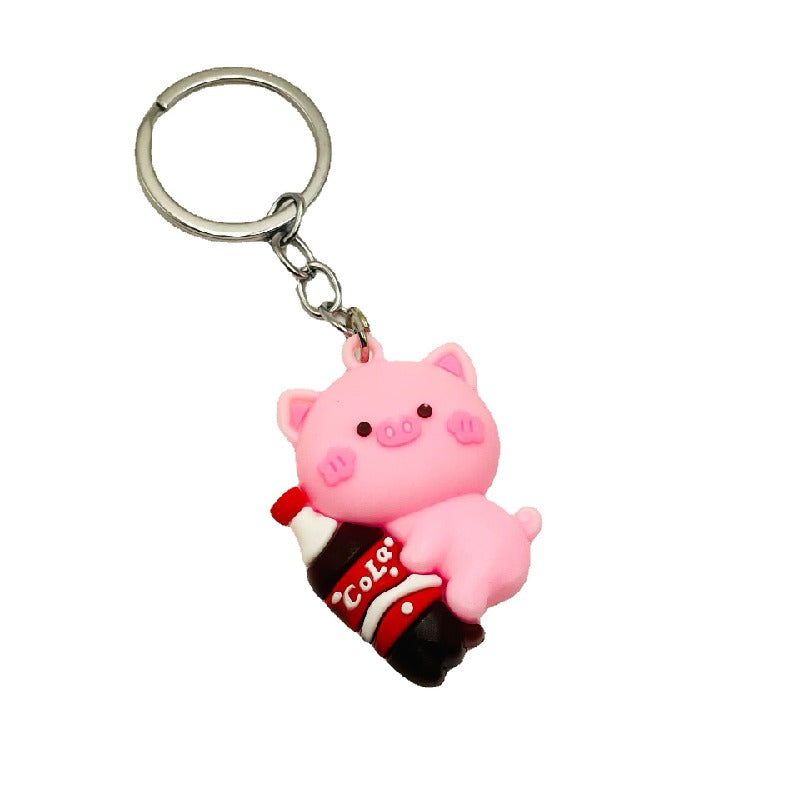 Cartoon Animal Keychain Soft PVC Soda Bottle Design 5