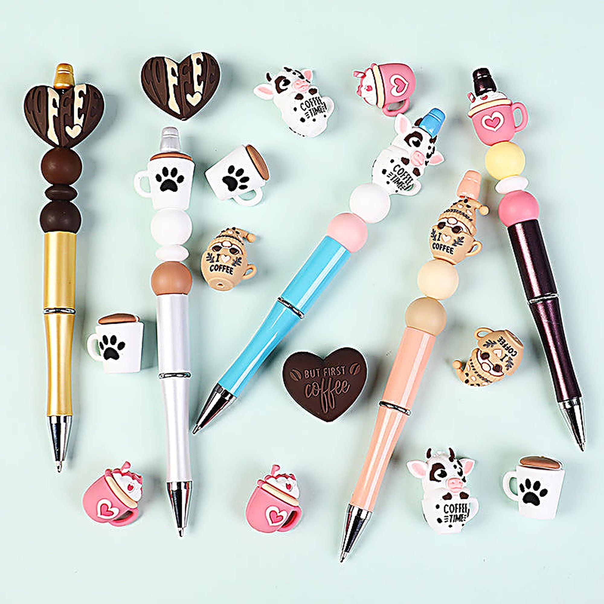 3D Coffee-Themed Silicone Focal Beads Cute Coffee Cups 20pcs