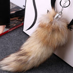 Plush Fox Tail Keychain Soft Natural Fur Pom Pom Charm