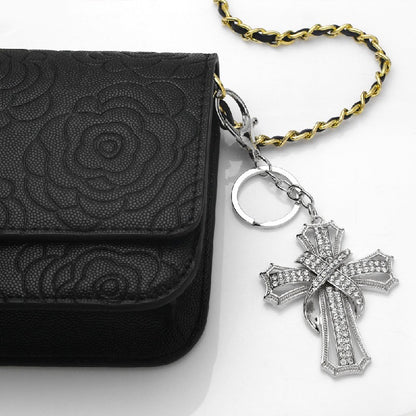 Metal Diamond Cross Keychain Elegant Gold and Silver Faith Inspired 2