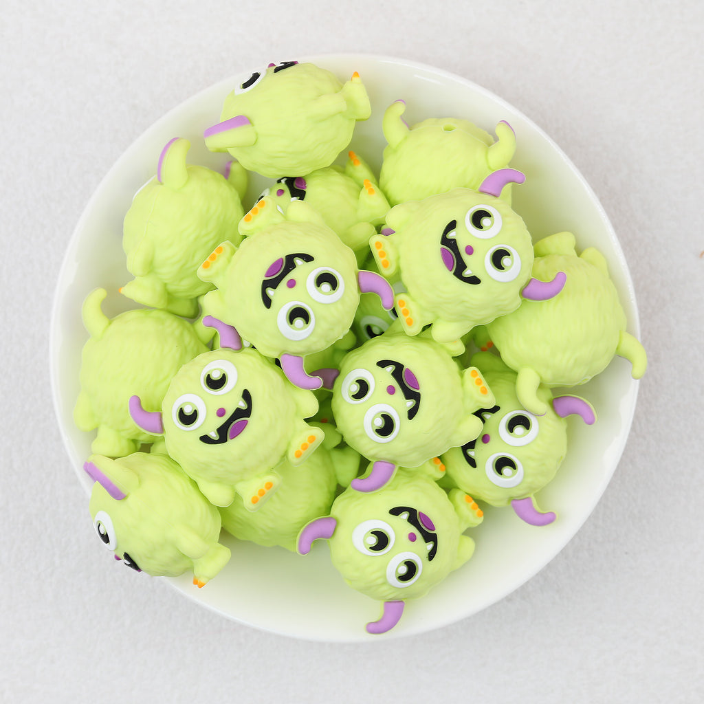  3D Cute Horned Monster Silicone Focal Beads 20Pcs 3