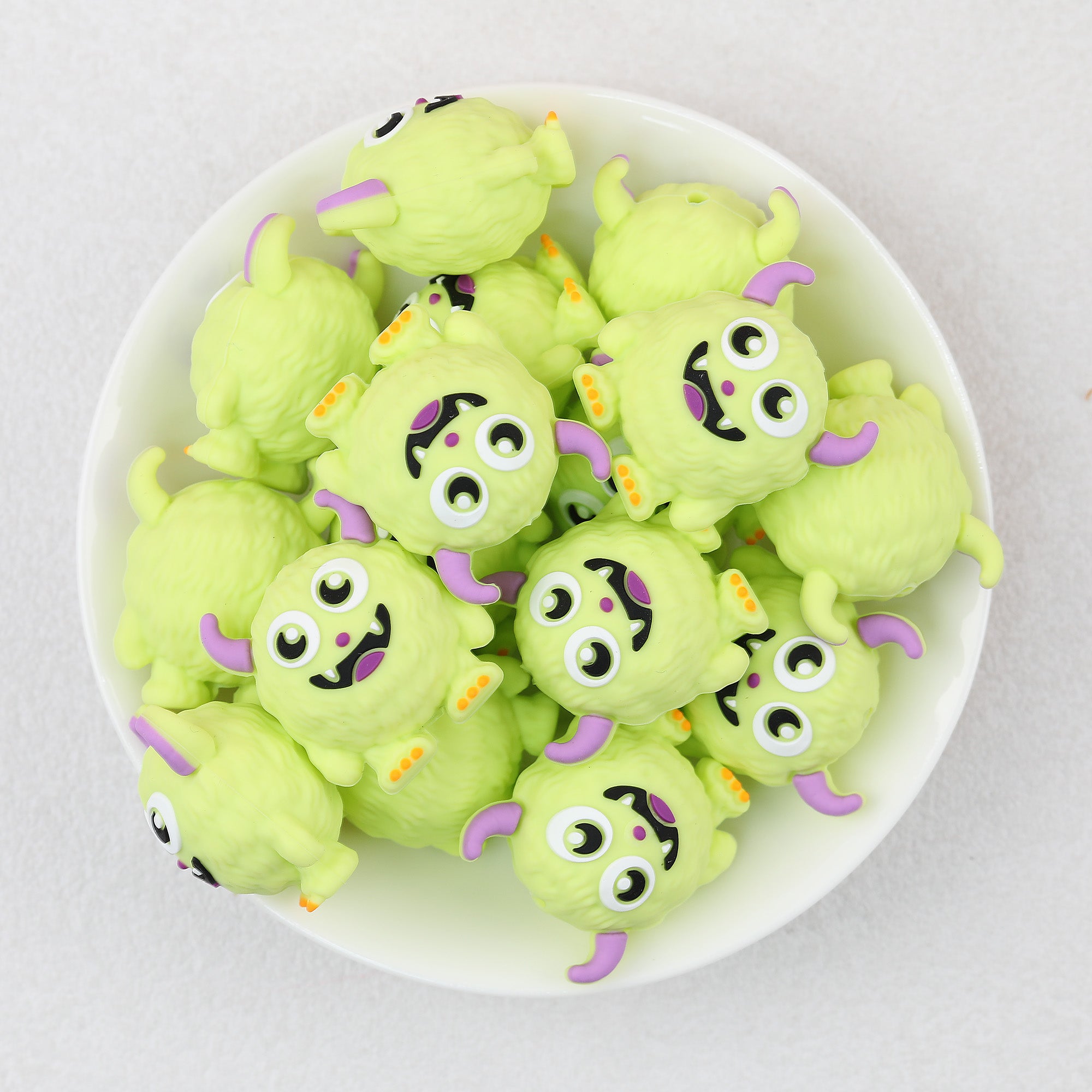  3D Cute Horned Monster Silicone Focal Beads 20Pcs 3
