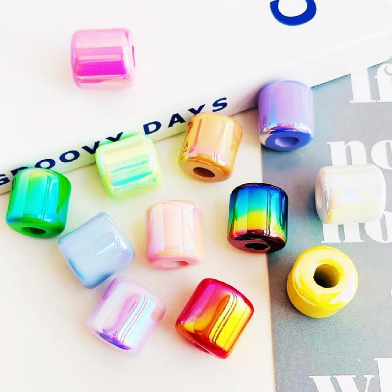 Glossy Tube Acrylic Beads 16mm Vibrant Colors 10pcs