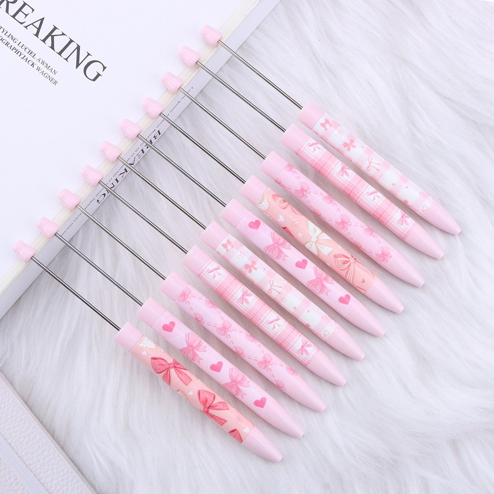 Beadable Long Pink Butterfly Pattern Ballpoint Pen for Crafting 3