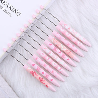 Beadable Long Pink Butterfly Pattern Ballpoint Pen for Crafting 3