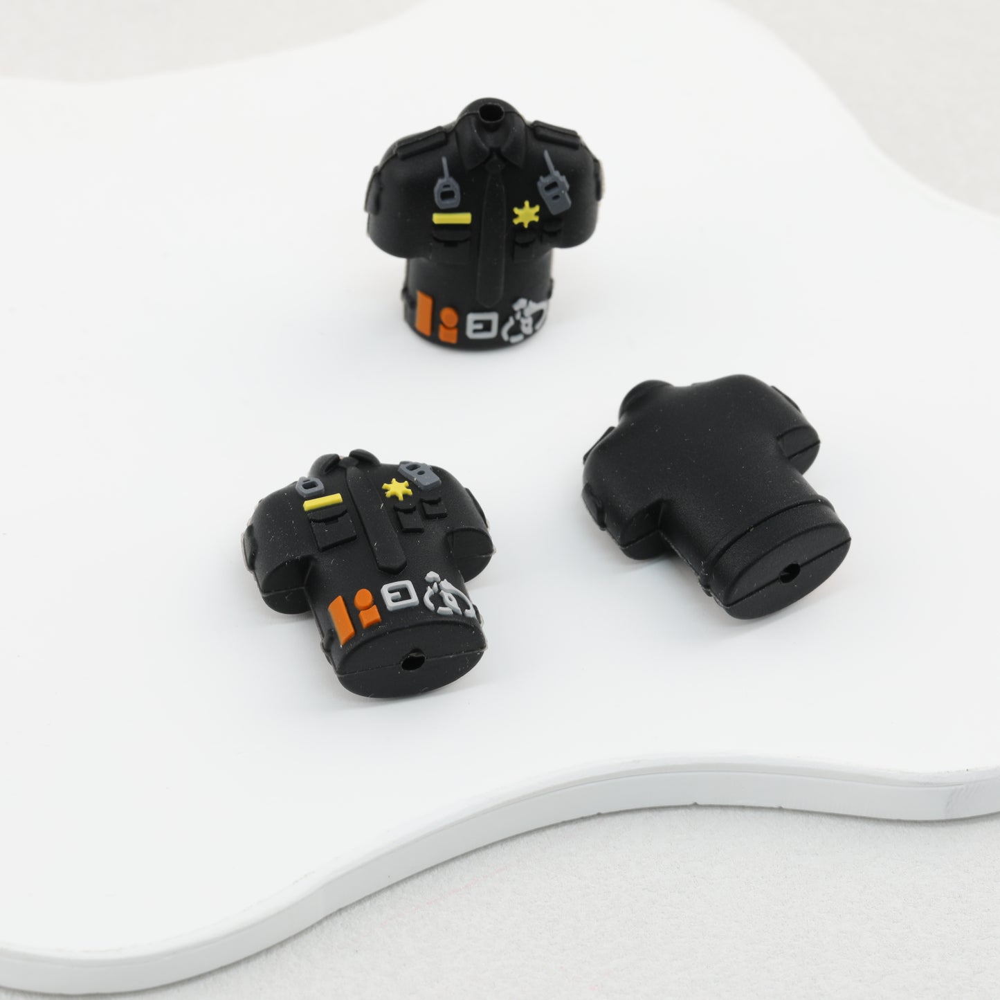 Police Uniform 3D Silicone Focal Beads Blue Black 20pcs 5