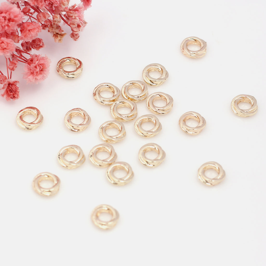 Brass Circle Spacer Beads 4*1.1mm 6*1.6mm Jute Rope Texture 100pcs 2
