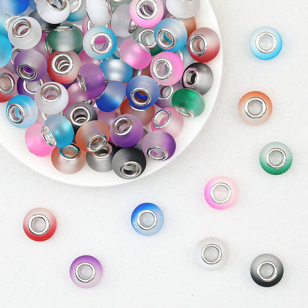 Frosted Gradient Acrylic Spacer Beads 14mm  50pcs