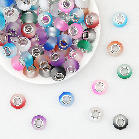 Frosted Gradient Acrylic Spacer Beads 14mm  50pcs