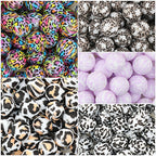 15mm Leopard Print Pattern Silicone Round Beads 50pcs
