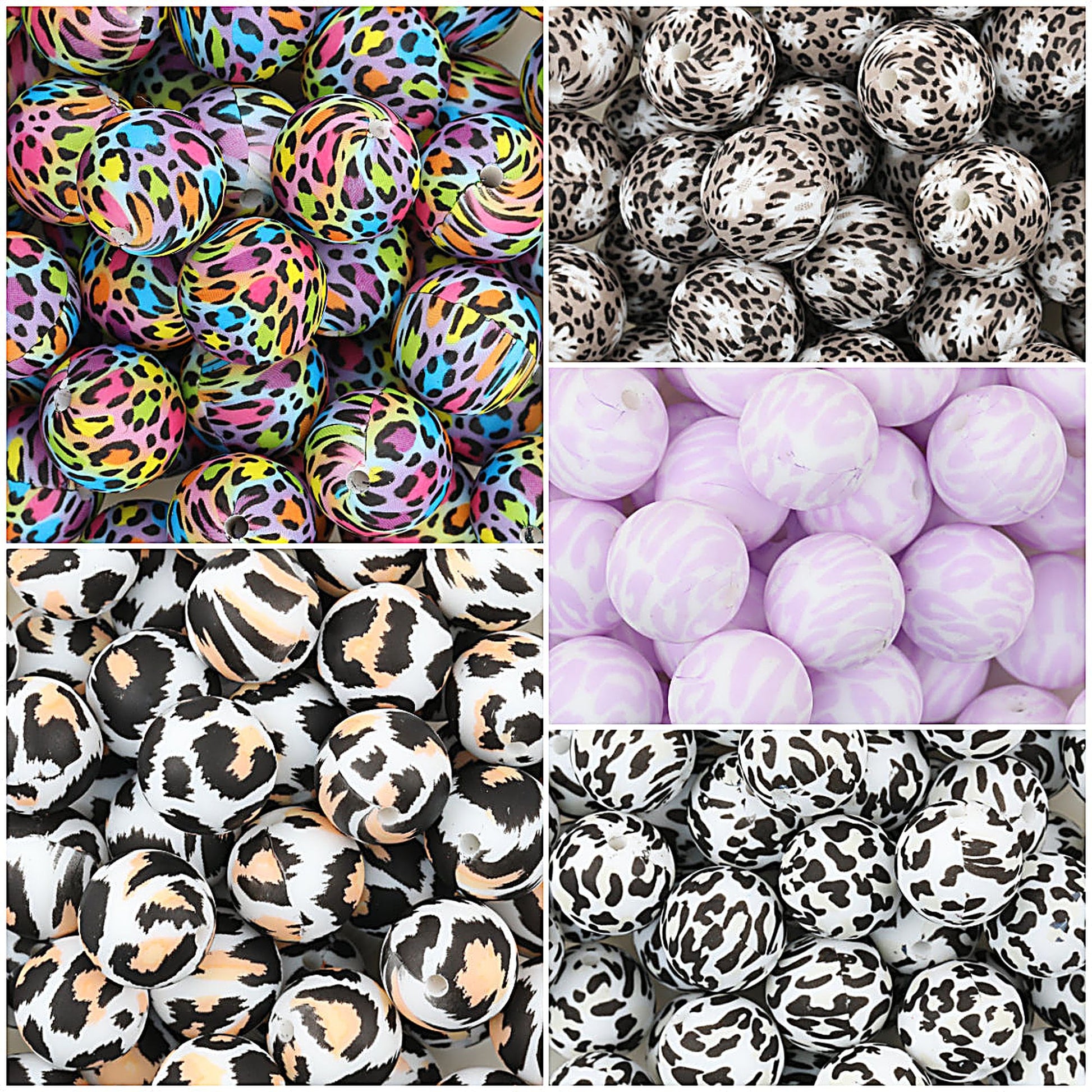 15mm Leopard Print Pattern Silicone Round Beads 50pcs
