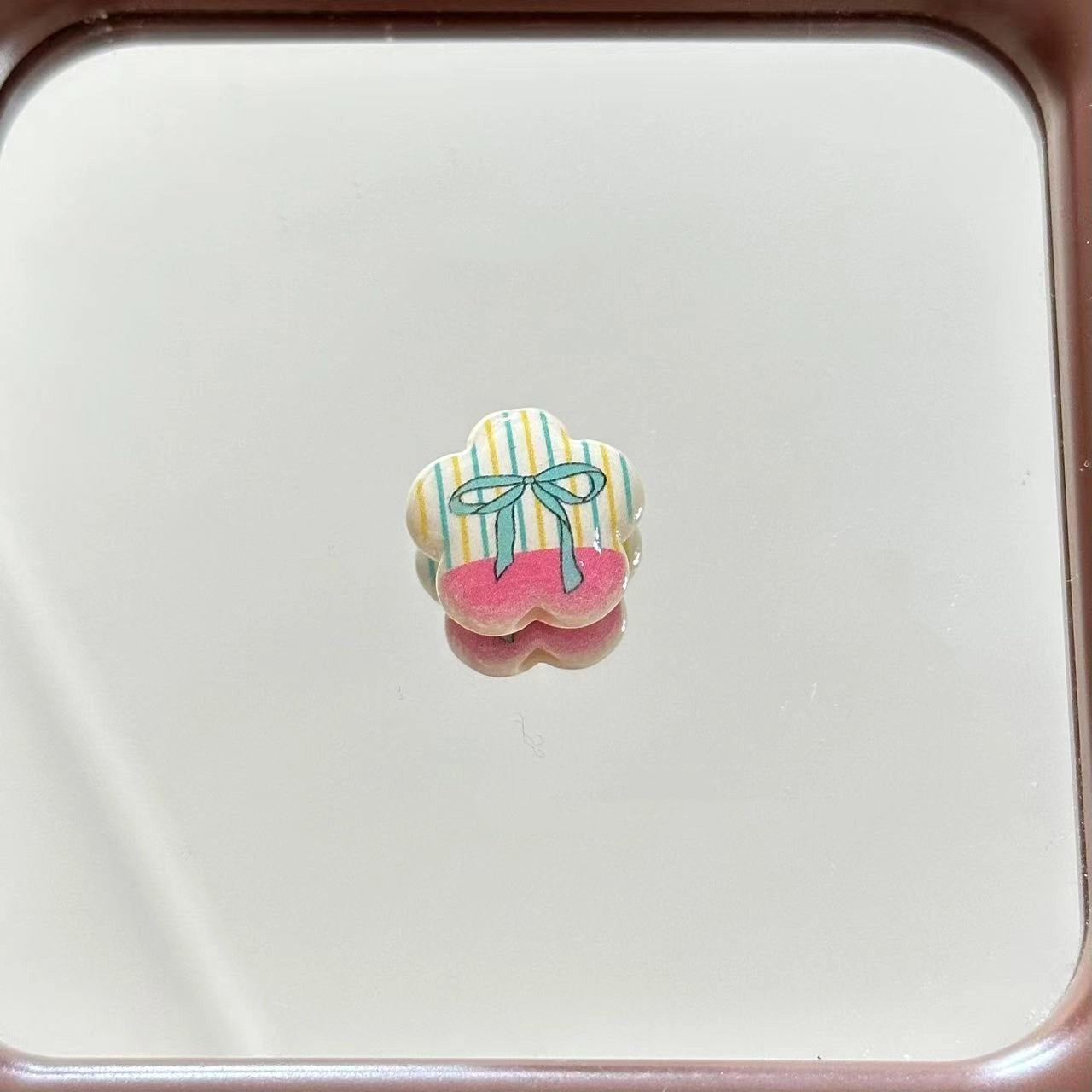 Cartoon Pattern Cherry Blossom Shaped Acrylic Beads 20mm 10pcs 6