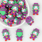 Purple Clown with Top Hat 3D Silicone Focal Beads 20pcs