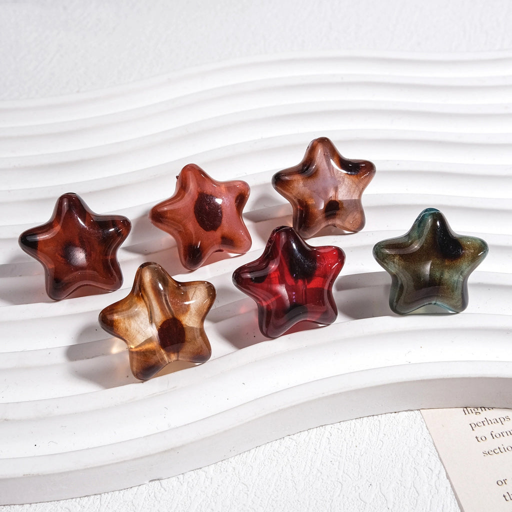 Clear Leopard Star Acrylic Beads 23mm Glossy Finish 20pcs 2