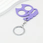 Cat Shaped Self Defense Keychain Survival Finger Clasp Compact - Purple
