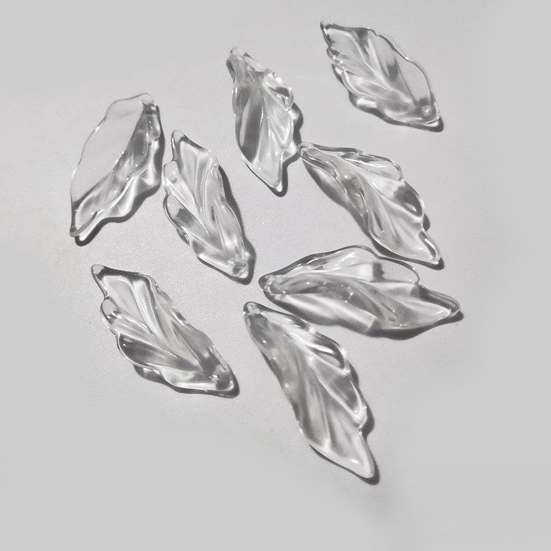 Czech Glass Beads Seaweed Leaf 14x37mm Translucent Green Blue Jasper 100pcs 4