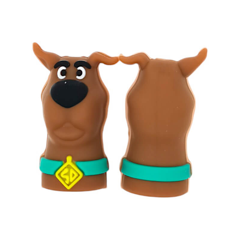 Silicone 3D Focal Beads Brown Dog Head Wearing Bright Collar