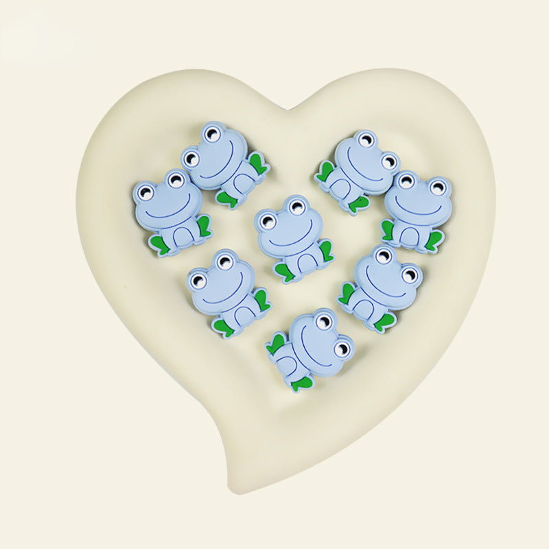 Silicone Focal Beads Frog Smiling Face Sitting Pose 10pcs 10