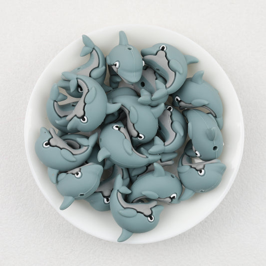 Cute 3D Dolphin Silicone Focal Beads 20 pcs