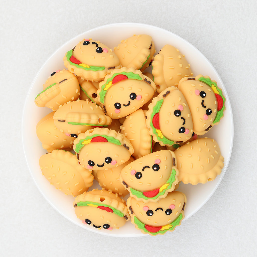 Silicone 3D Focal Beads Taco Cute Food 20 pcs 2