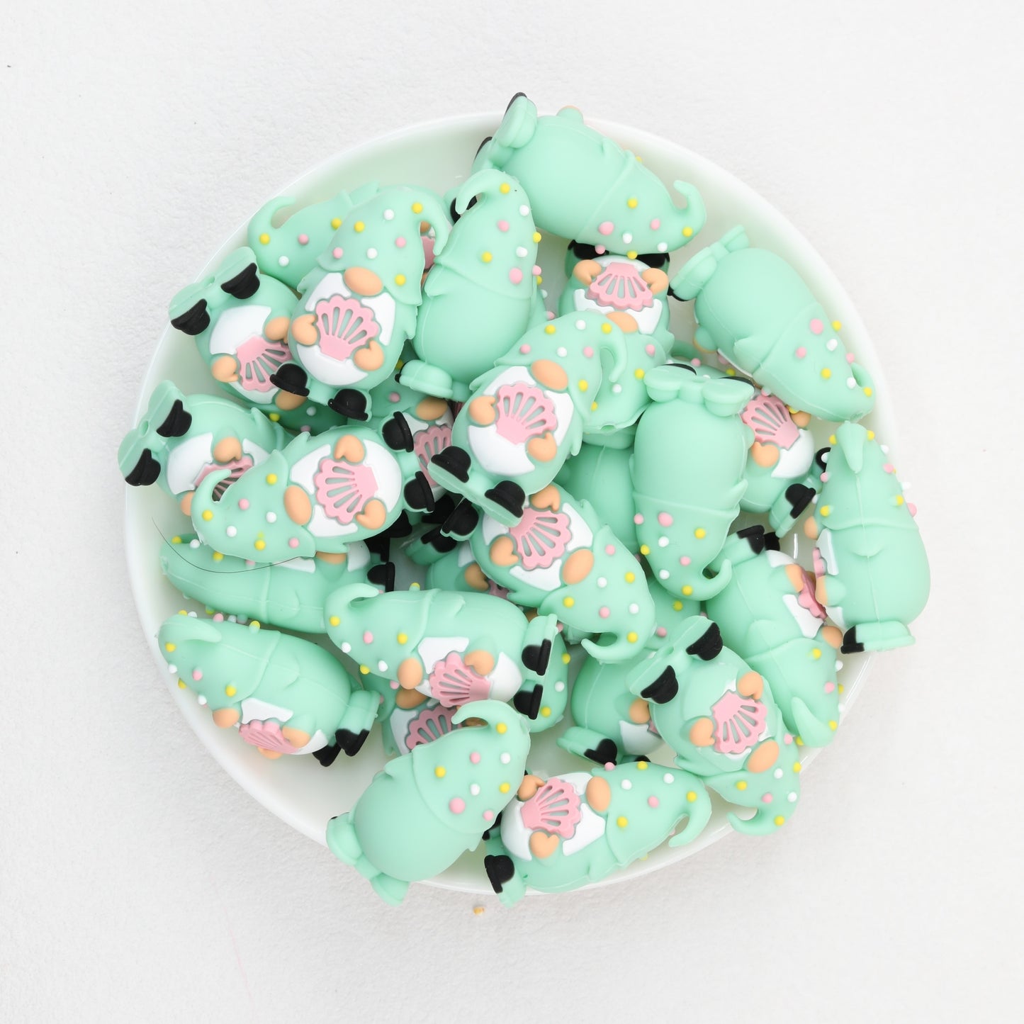 Mint Green Shell Gnome 3D Silicone Focal Beads 20pcs 2