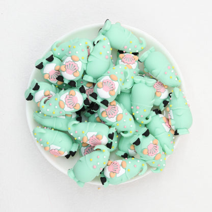 Mint Green Shell Gnome 3D Silicone Focal Beads 20pcs 2
