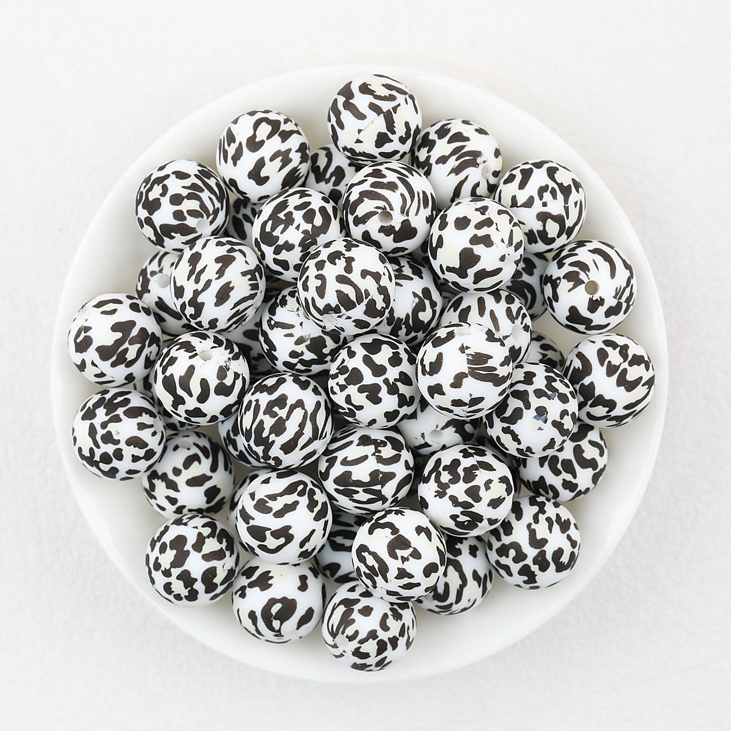 15mm Leopard Print Pattern Silicone Round Beads 50pcs - Leopard Eye Stone