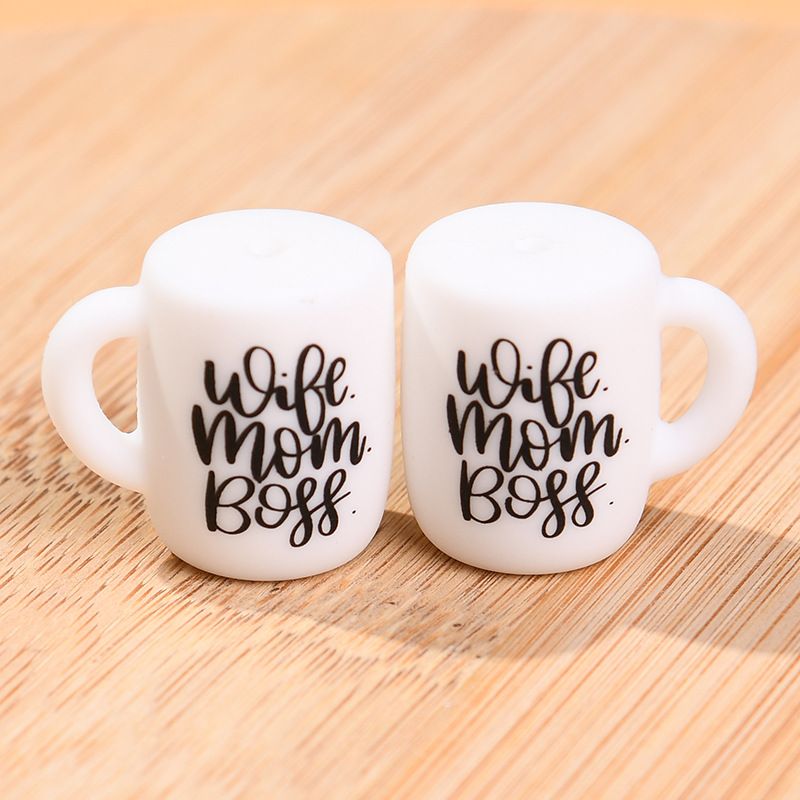 Silicone Focal Beads Printed Cup With Handle 20pcs 6