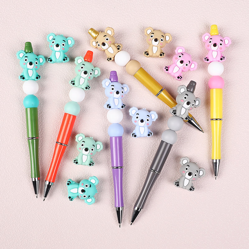Silicone 3D Focal Beads Koala Sitting Pose Pastel Colors 20pcs 6