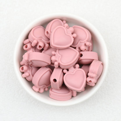 Colorful Heart Crown Silicone Focal Beads 20pcs 16