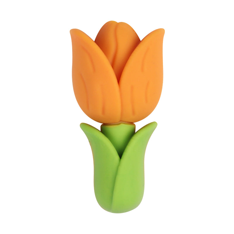 Silicone 3D Focal Beads Tulip Detailed Petals Vibrant Colors 20pcs 14