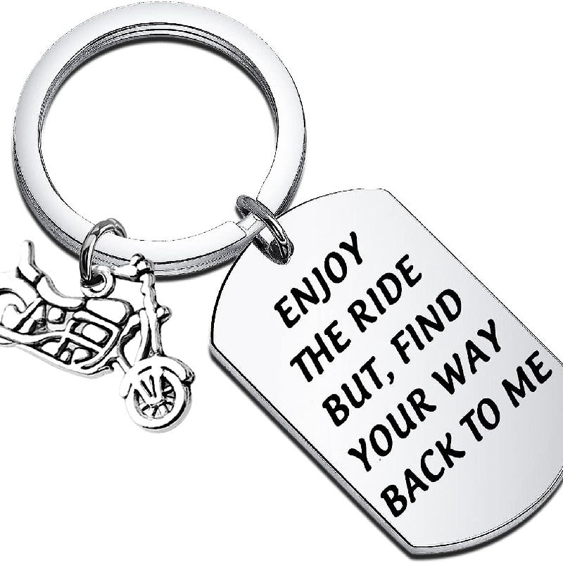 Motorcycle Military Keychain Stainless Steel Dog Tag Charm