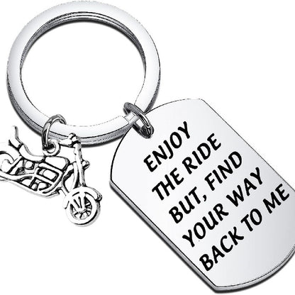 Motorcycle Military Keychain Stainless Steel Dog Tag Charm
