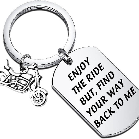 Motorcycle Military Keychain Stainless Steel Dog Tag Charm
