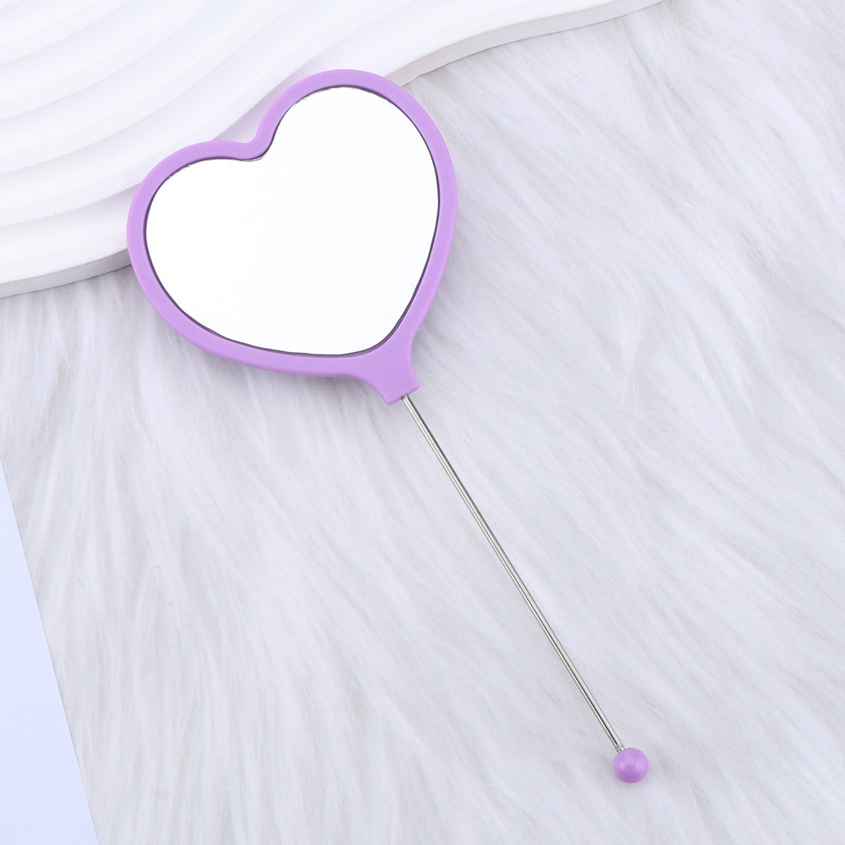 Beadable Plastic Mirrors Handheld Heart-shaped