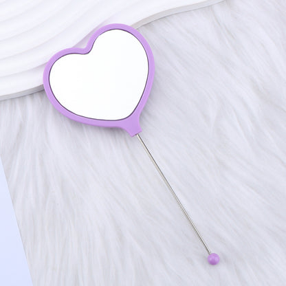 Beadable Plastic Mirrors Handheld Heart-shaped